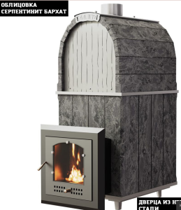 Печь-каменка чугунная КАЛИТА М ароч нержавеющий тоннель и дверца со стеклом СЕРПЕНТИ (18 - 34 м.куб)