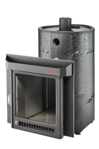 Печь-каменка МАКСИ ПФ в кожухе СТАНДАРТ дверца со стеклом (38 м.куб)