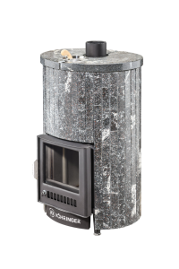 Печь-каменка УЮТ-18 ПФ дверца со стеклом в ламелях АМФИБОЛИТ НАБОРНЫЙ (18 м.куб)