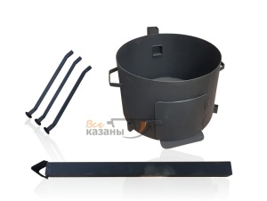 Печь под казан 8-10 л с разборным ДЫМОХОДОМ и дверцей сталь 2 мм