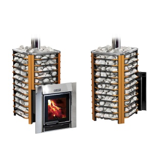 Печь-каменка ЕРМАК ПРЕМИУМ 36 СЕТКА СТАЛЬ 8мм дверца ПАНОРАМА (26 - 38 м.куб)