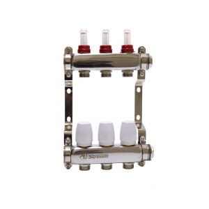 Коллектор с  3 выходами с расходомерами, воздухоотводчиками, кранами ALT-K