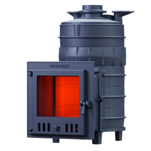 Печь-каменка чугунная ИСКАНДЕР ЗК 25М Pro дверца со стеклом (25 м.куб)  под облицовку