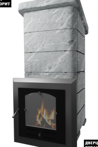 Печь-каменка чугунная СУДАРУШКА СЕМЕЙНАЯ стальная дверца со стеклом ТАЛЬКОХЛОРИТ (10 - 18 м.куб)