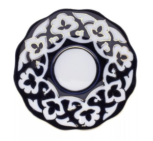 Блюдце Пахта синее с золотом 12,5 см