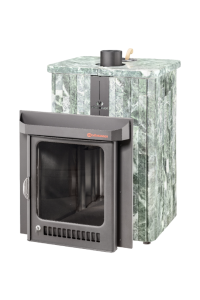 Печь-каменка КВАДРА ПФ дверца со стеклом в ламелях ЗМЕЕВИК НАБОРНЫЙ (25 м.куб)