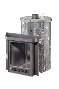 Печь-каменка МАЛЮТКА ПФ дверца со стеклом в ламелях АМФИБОЛИТ НАБОРНЫЙ (18 м.куб)