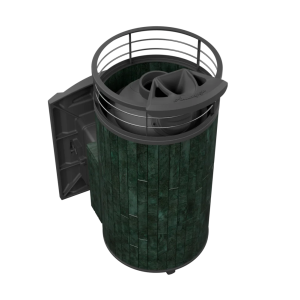 Печь-каменка чугунная АТМОСФЕРА XL в ламелях ВЕРДЕ ГВАТЕМАЛА NEW + тоннель (18-26 м.куб)