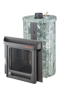 Печь-каменка МАЛЮТКА ПФ дверца со стеклом в ламелях ЗМЕЕВИК НАБОРНЫЙ (18 м.куб)