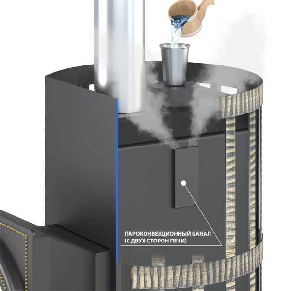Печь-каменка СКИФ  СТАНДАРТ 22 дверца ДТ-4 С встроенный парогенератор (12 - 24 м.куб)