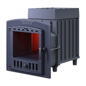 Печь-каменка чугунная ГРОЗА 18(П)2 дверца ПАНОРАМА (18 м.куб)