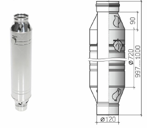 Модуль трубы d = 115 мм L = 1000 мм КОНВЕКТОР (Н+Н) ТИС (0,8 ММ) (430 СТАНДАРТ)