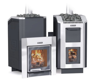 Печь-каменка ЕРМАК ЛЮКС 30 INOX 304 5мм дверца ПАНОРАМА (22 - 34 м.куб)