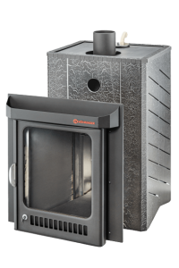 Печь-каменка КВАДРА ПФ в кожухе ЛАЙН дверца со стеклом (25 м.куб)